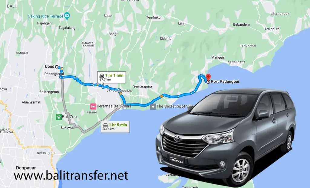 ubud to padangbai port with private transfer hassle-free