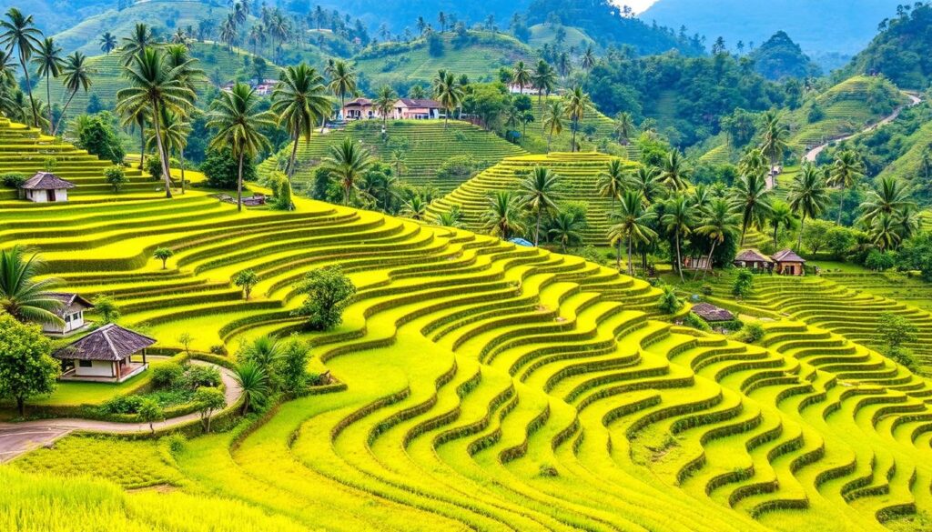 Scenic route from Bali Airport to Anantara Resort Ubud showing rice terraces